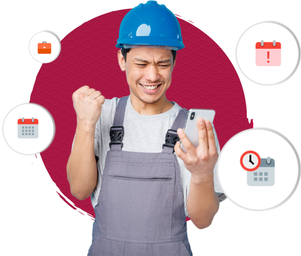 male employee using calendar app